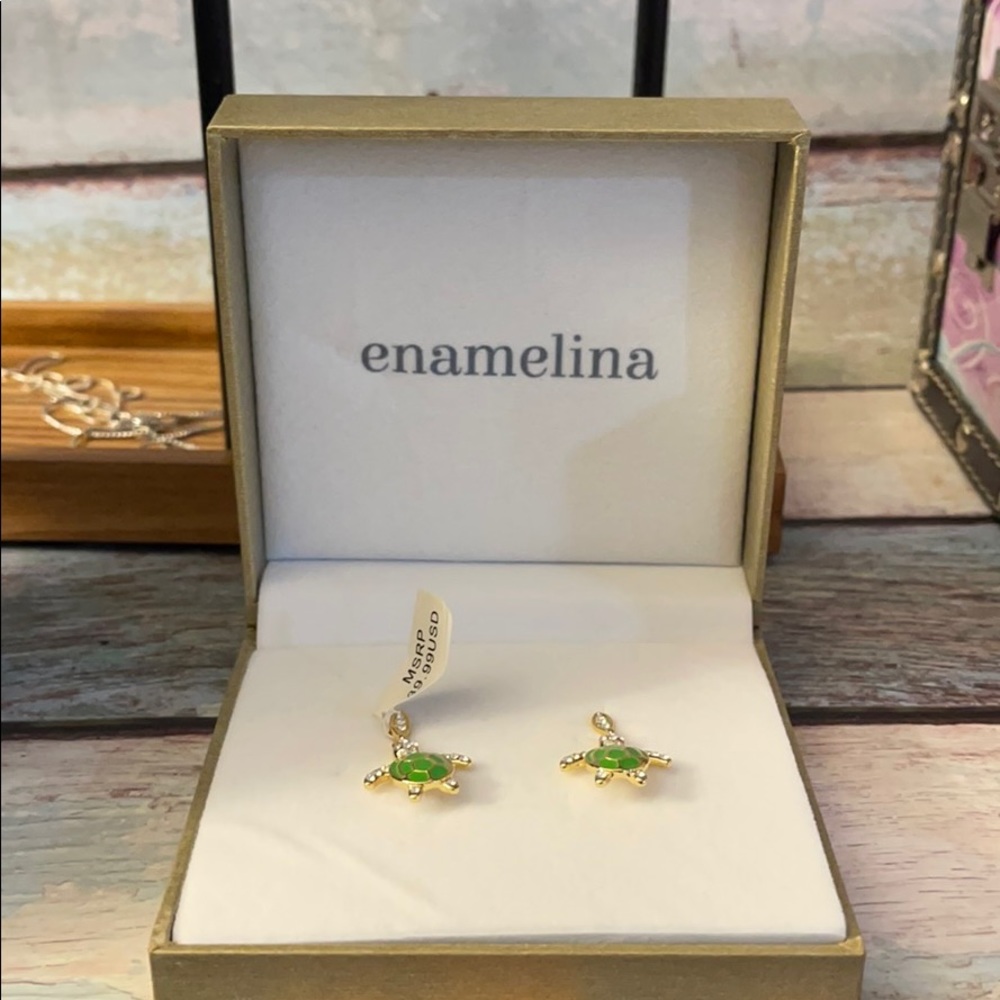 Enameling costume jewelry green frog earrings 6